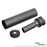 Black Task Forces SQD SMG suppressor with detachable parts on white background