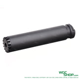 Black Task Forces SQD SMG suppressor with vented end cap on white background