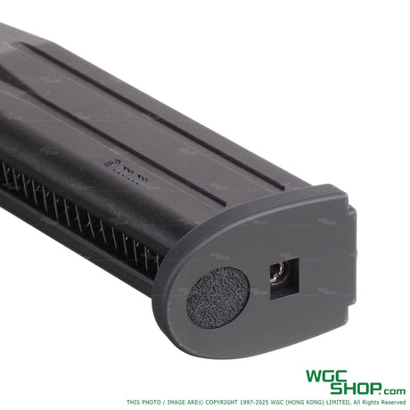 Tokyo Marui P320 26-round gas airsoft magazine in black plastic with 9mm engraving