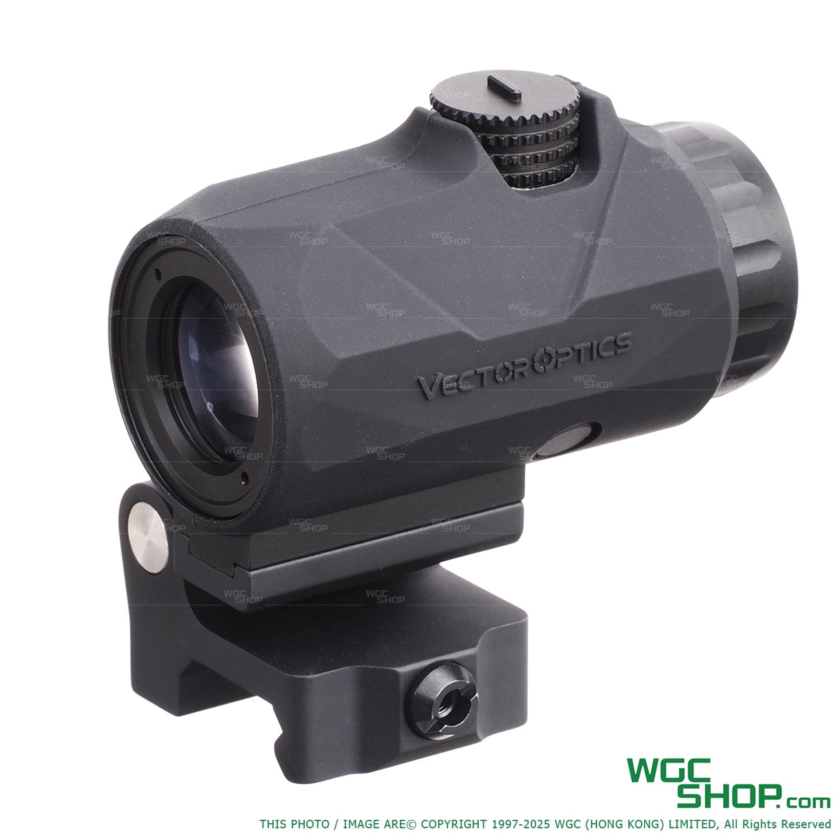 Vector Optics Maverick IV 3x22 magnifier with black rubber armored body and mounting bracket