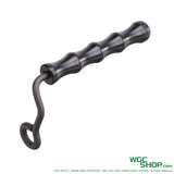 Black ergonomic gun carry handle with ribbed design and metal hook attachment