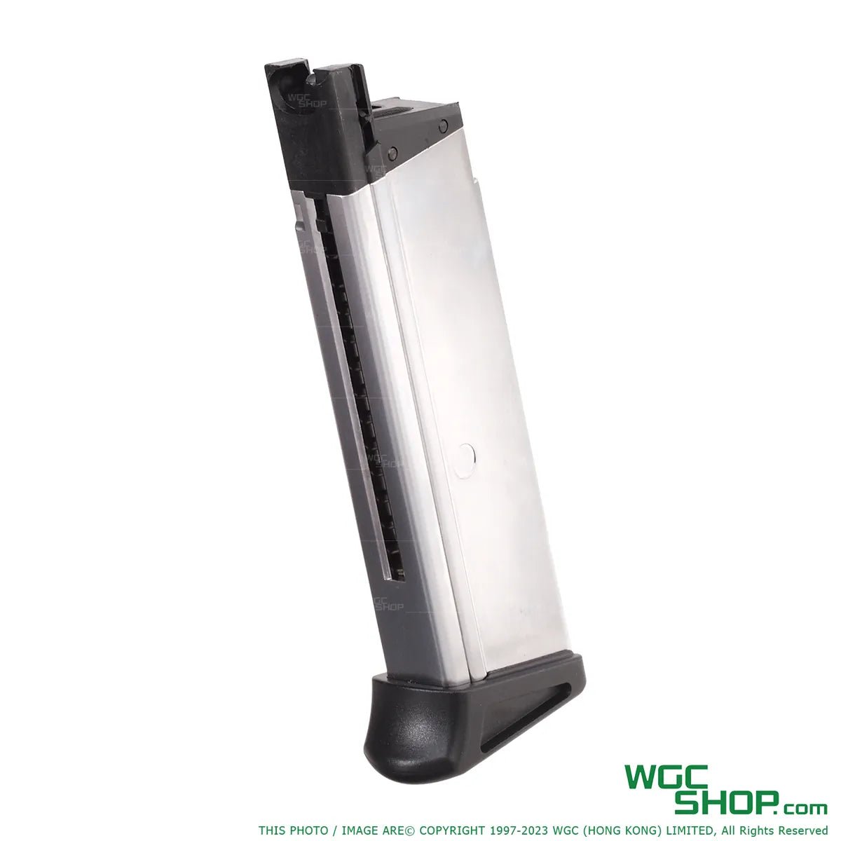 Left view of VFC PPK/S 13Rds Gas Airsoft Magazine - Silver Color