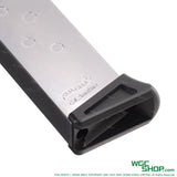 Bottom close-up view of VFC PPK/S 13Rds Gas Airsoft Magazine - Silver Color