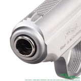 Front close-up of VFC PPK/S GBB Airsoft - Silver color