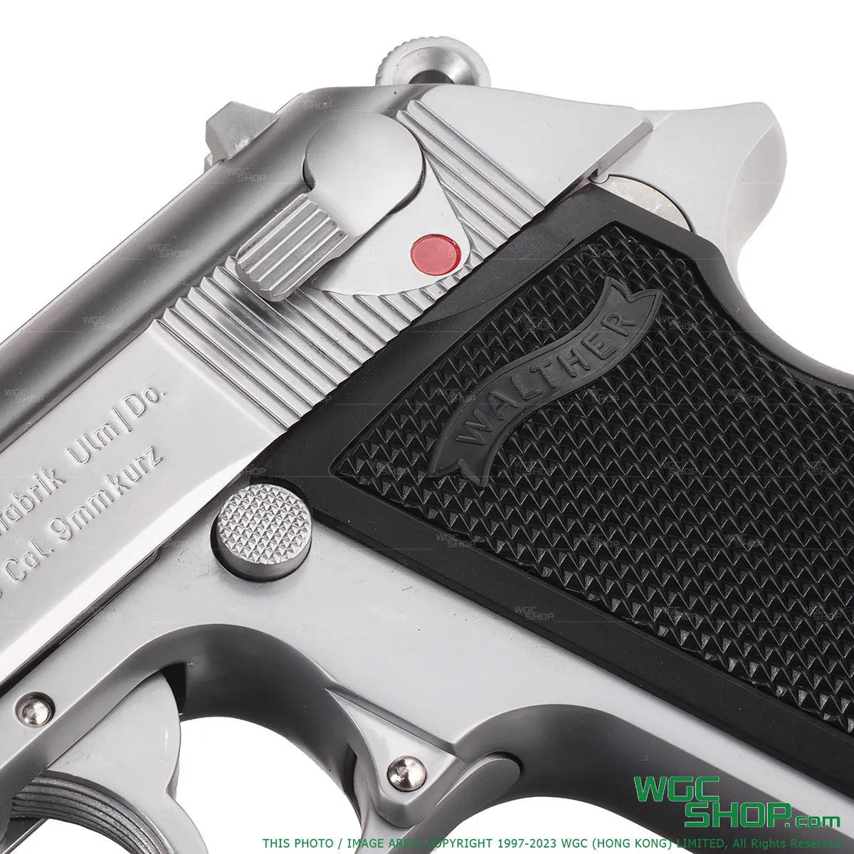 Close-up of VFC PPK/S GBB Airsoft - Silver