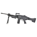 VFC Umarex MG4 electric airsoft AEG machine gun with bipod and black stock on white background