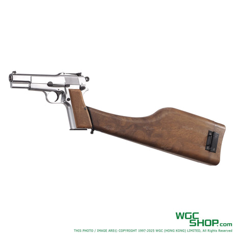 WE Browning Hi Power GBB w/ Stock ( Silver )-