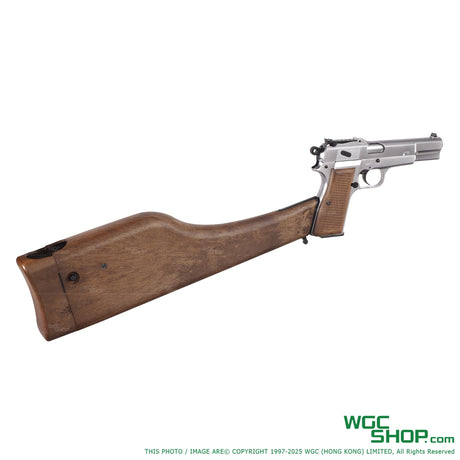 WE Browning Hi Power GBB w/ Stock ( Silver )-