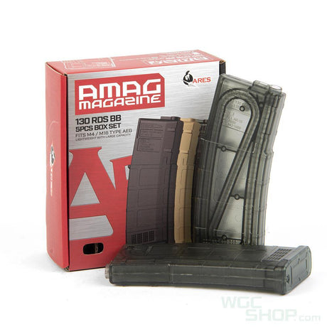 ARES M4 AMAG 130Rds Magazine ( Transparent / 5Pcs Box Set ) - WGC Shop