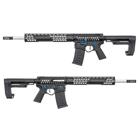 APS F - 1 Electric Airsoft ( AEG ) - RS - 2 Stock / eSilver Edge Black / Blue Switch APS-AEG-EBDR-BBL-2 - WGC Shop