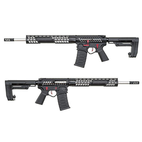 APS F - 1 Electric Airsoft ( AEG ) - RS - 2 Stock / eSilver Edge Black / Red Switch APS-AEG-EBDR-BR-2 - WGC Shop