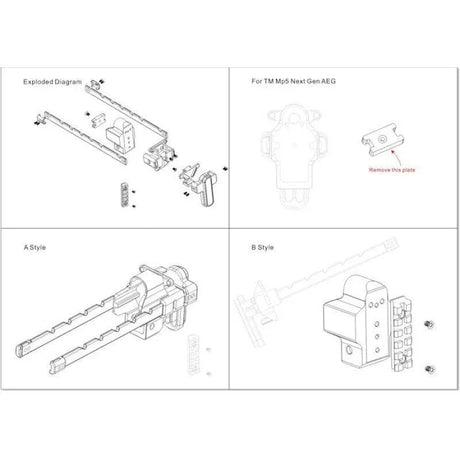 BOW MASTER x GMF CNC B Style Buttstock & Picatinny Rail M1913 20mm Stock Adapter for MP5A5 / HK53 Airsoft - WGC Shop