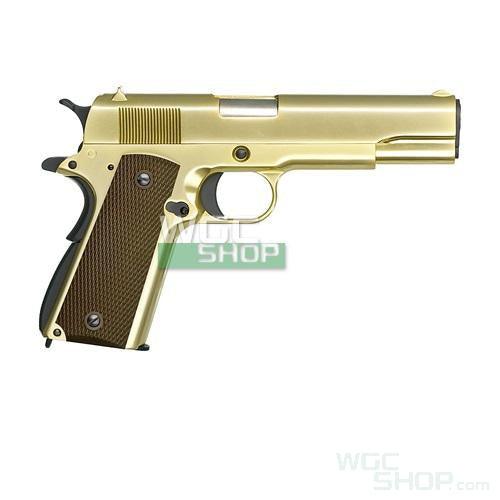 ( Longer Restock Time ) WE Full Metal M1911 GOLD GBB Airsoft ( Brown Grip - with Marking ) - WGC Shop