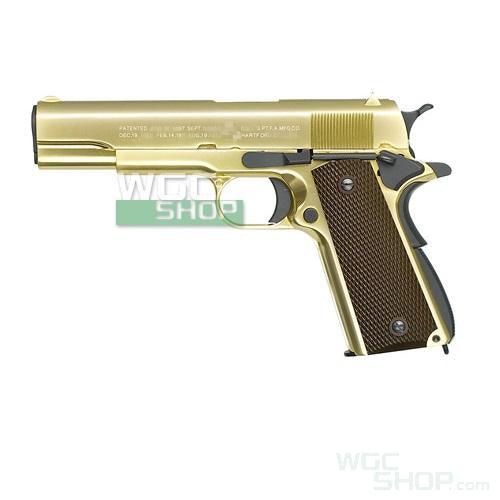 ( Longer Restock Time ) WE Full Metal M1911 GOLD GBB Airsoft ( Brown Grip - with Marking ) - WGC Shop
